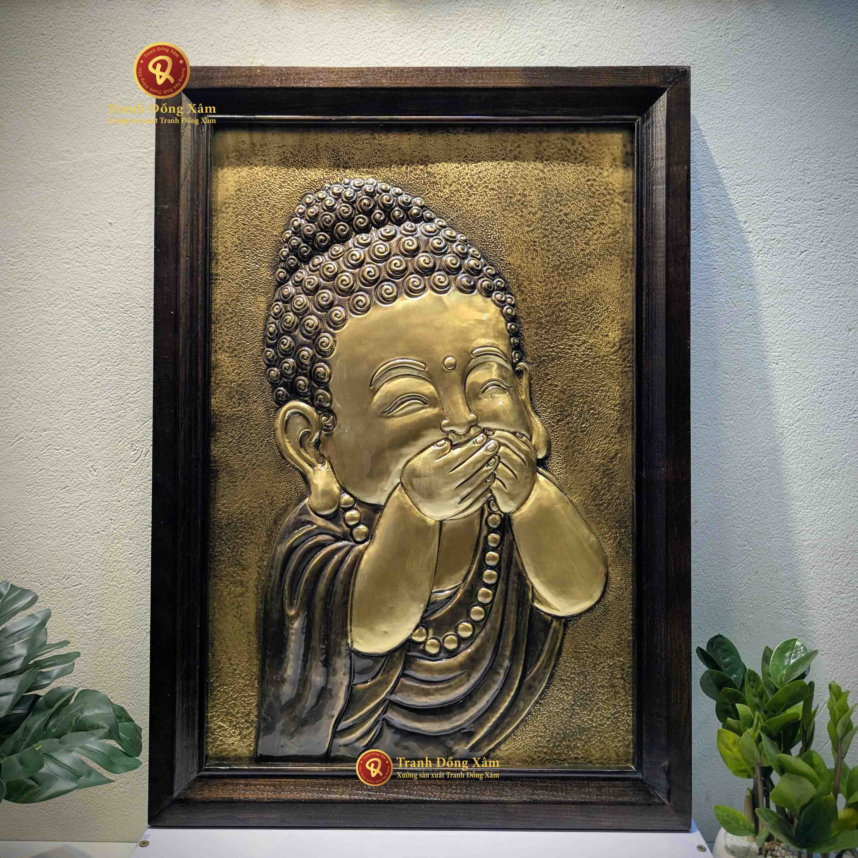 Mua Tranh Chú Tiểu An Nhiên Bằng Đồng Khung Gỗ Decor giá tốt tận xưởng- Tranh Đồng Xâm