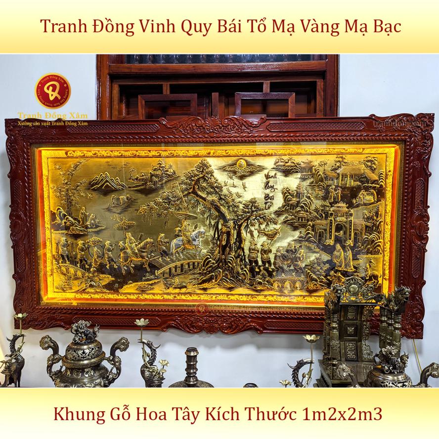 tranh đồng vinh quy bái tổ mạ vàng mạ bạc