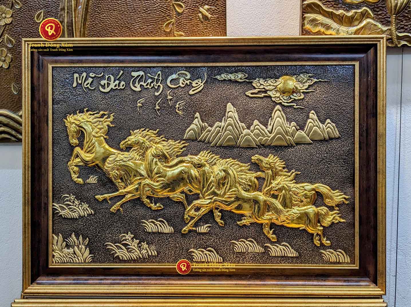 tranh đồng mã đáo thành công dát vàng