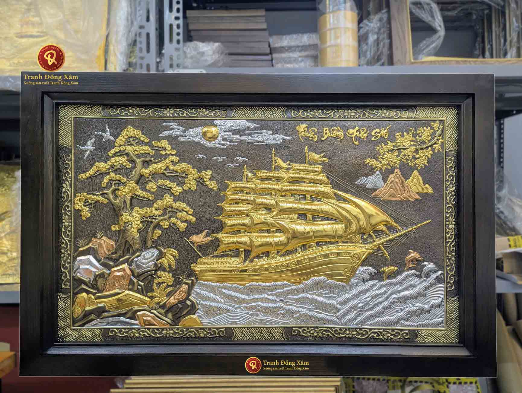tranh thuận buồm xuôi gió khung gỗ
