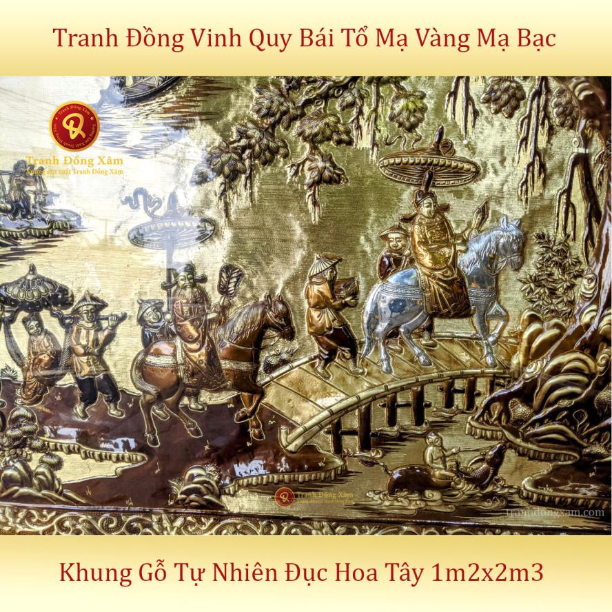 tranh vinh quy bái tổ dát vàng bạc